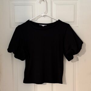 Rubbed Black Puff Sleeve Top